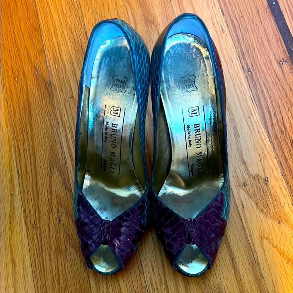 Bruno Magli Women's Blue and Purple Peep Toe Shoes